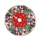 Christmas Tree Skirt Santa & Snowman Printed Polyester Tree Base Cover