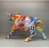 NNEOBA Graffiti Bull Figurine: Artistic Feng Shui Decor for Home and Office