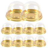 50pcs Clear Plastic Mini Cupcake Boxes with Gold Bases