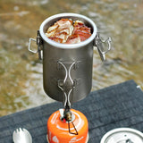 NNEOBA Titanium Steamer Pot Camping Cookware Silver