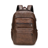 NNEOBA PU Leather Laptop Backpack Dark Brown