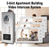 NNEOBA 3-Unit Video Intercom Doorbell System with RFID Unlock