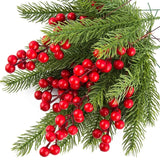 Artificial Pine Branches with Red Berries 10Pcs