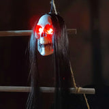 Halloween Hanging Long-Hair Ghost Skeleton LED Pendant 1Pcs