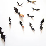 60-Piece Halloween 3D Black Bat PVC Wall Stickers