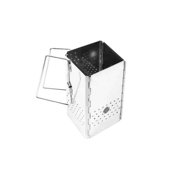 NNEOBA Portable Charcoal Starter & Folding BBQ Grill Stainless Steel Silver