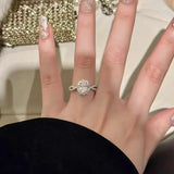 Sterling Silver 1 Carat Oval Moissanite Ring – Vintage Elegant Statement Ring for Women