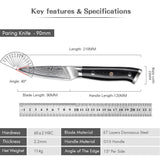 NNEOBA 3.5-Inch Damascus Steel Paring Knife VG10 Core Cutter Black