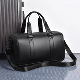 NNEOBA Large-Capacity PU Travel Gym Bag Black
