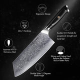 NNEOBA 7.5-Inch Damascus Steel Cleaver Knife G10 Handle Black
