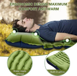 NNEOBA 4-Inch Thick Inflatable Camping Sleeping Mat Built-in Pillow And Pump Green
