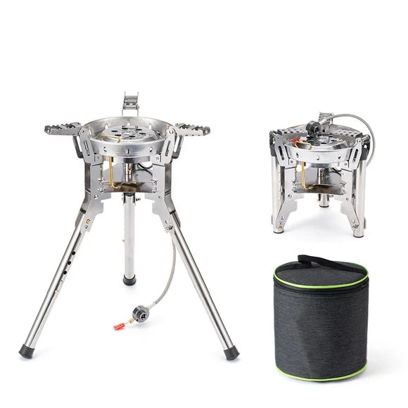 NNEOBA Adjustable Height Outdoor Gas Stove Foldable Windproof Burner Silver
