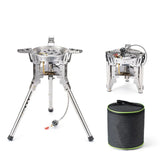 NNEOBA Adjustable Height Outdoor Gas Stove Foldable Windproof Burner Silver