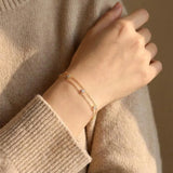 14K Gold Filled Four-Leaf Clover Double Chain Bracelet – 2mm Certified Moissanite Bracelet for Women