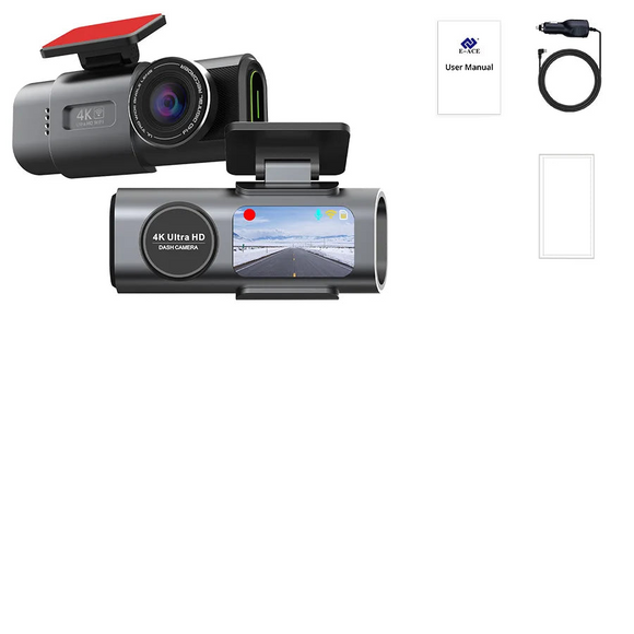 NNEOBA 4K UHD Dual Lens Dash Cam Front Rear Night Vision Black