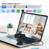 NNEOBA 1440p Full HD USB Webcam with Microphone Tripod Black
