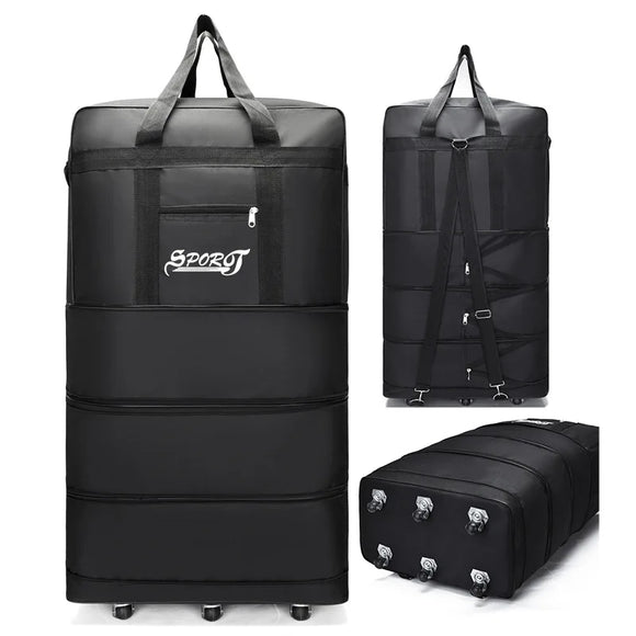 NNEOBA Expandable Travel Backpack with Wheels Black