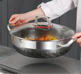 NNEOBA 30cm Stainless Steel Non-Stick Frying Pan with Glass Lid Silver