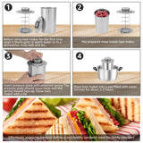 NNEOBA Stainless Steel Ham Maker with Thermometer Deli Meat Press Mold Silver