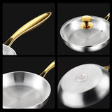 NNEOBA 316 Stainless Steel Nonstick Frying Pan 7-Ply Wok Pan Silver