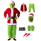 Green-Haired Monster Christmas Cosplay Costume Set Adult Unisex