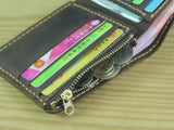 Handmade Genuine Leather Bifold Wallet with Zip Pocket