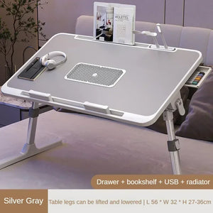 NNEOBA Foldable Laptop Desk with Adjustable Height and Radiator - Grey
