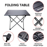 NNEOBA Portable Folding Camping Table Aluminum Black