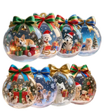 Christmas Dog Wooden Hanging Ornament Set 8Pcs Flat 2D