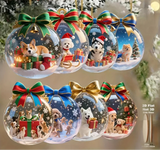 Christmas Dog Wooden Hanging Ornament Set 8Pcs Flat 2D