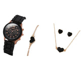 NNEOBA Womens Watch Jewelry Bracelet Ring Set (BK-AX)