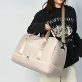 NNEOBA Travel Duffle Bag with Shoe Compartment & Strap (Beige)