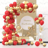 NNEOBA Red & Gold Balloon Arch Garland Kit with Metallic Gold Confetti Balloons