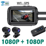 NNEOBA Dual 1080P Motorcycle Cam WiFi + GPS 64 GB Black
