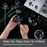 NNEOBA Black Rose Building Block Set Gothic Bouquet (12 PCS)