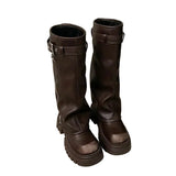 Women's Knee-High Platform Biker Boots