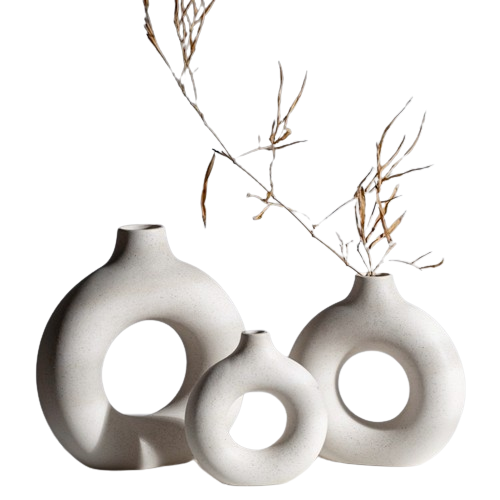 NNEOBA Circular Hollow Ceramic Vase