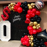 NNEOBA Red & Gold Balloon Arch Garland Kit with Metallic Gold Confetti Balloons