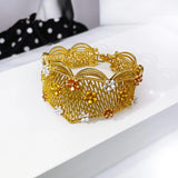 NNEOBA Jewelry Set Women Tricolor Necklace Earrings Bracelet Ring