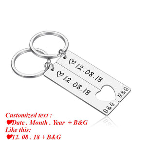 NNEOBA Customized Couples Keychain Boyfriend Girlfriend Keyring Husband Anniversary Valentine Day Gift Pinky Promise Women Men KeyChain