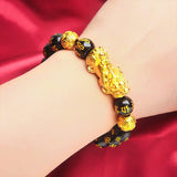 24K Gold-Tone Pixiu Bracelet – Lucky Wealth Beaded Bracelet for Men & Couples