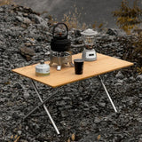 NNEOBA Bamboo Folding Camping Table 2-Fold Brown