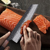 NNEOBA 8.2-Inch Damascus Steel Cleaver Hand-Forged Knife Black