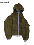 NNEOBA Reversible Plaid-Lined Oversized Hoodie