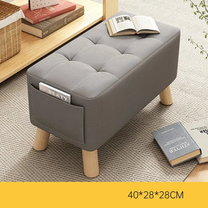 NNEOBA Minimalist Gray Solid Wood Shoe Stool for Home Entryways