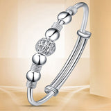 NNEOBA Sterling Silver Lucky Beads Bangle