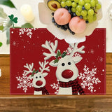 4PCS Christmas Reindeer Snowflake Placemats