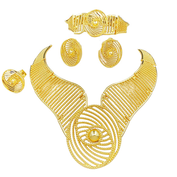 NNEOBA Gold Plated Bridal Jewelry Set for Women