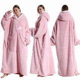 NNEOBA Extra Long Hooded Flannel Wearable Blanket