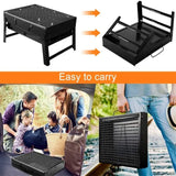 NNEOBA Portable Charcoal BBQ Grill Stainless Steel Mini Outdoor Cooking Kit (Black)